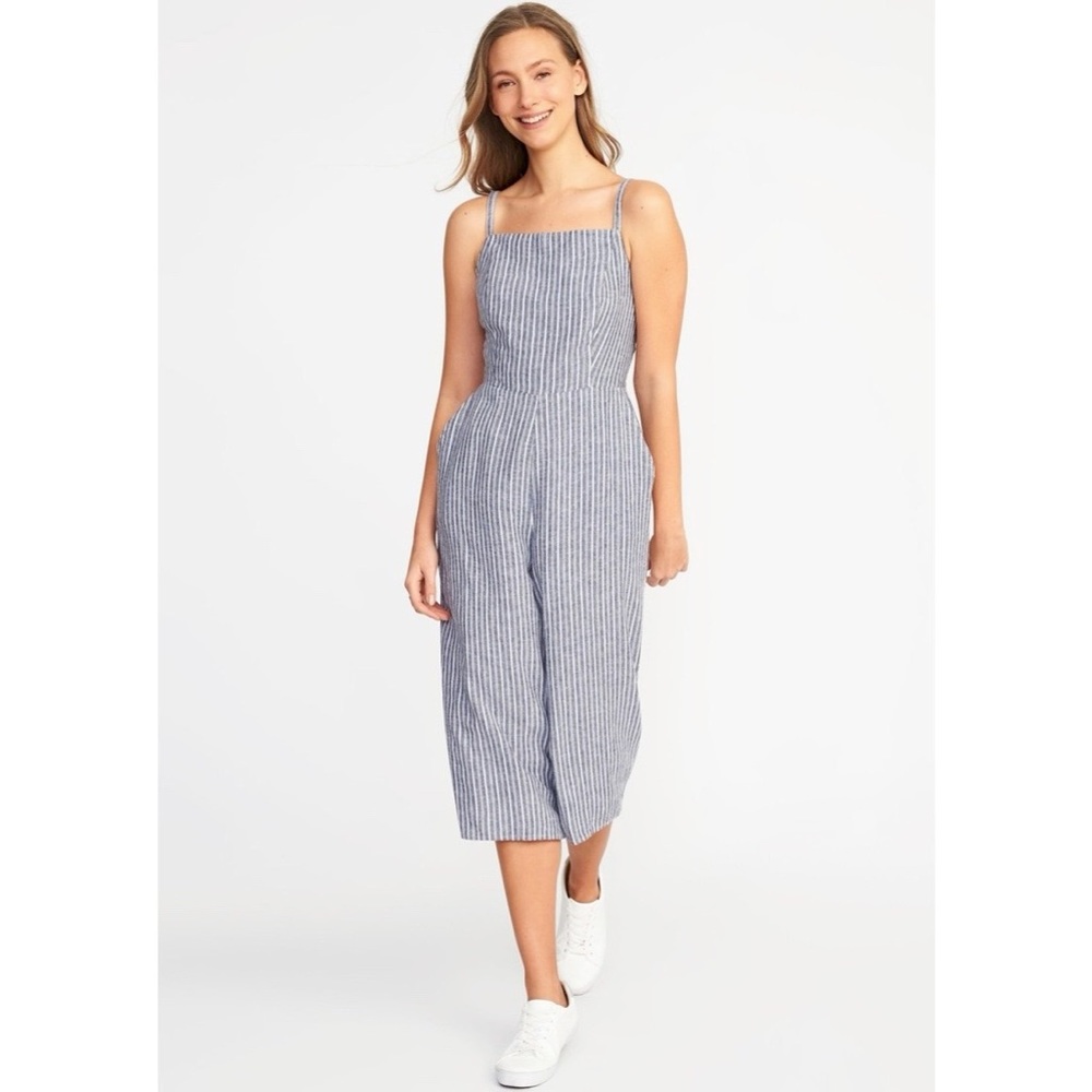 Old Navy Blue Striped Jumpsuit
